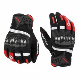 Mens Summer Motorcycle Gloves - Black Touch Screen Carbon Fiber Ankle Protectors Breathable