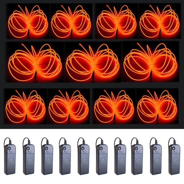 MaxLax EL Wire 10 Pack, 9ft Neon Light Wire Noise