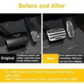 TTCR-II - Cubiertas de pedal Chevy Silverado 2019-2024, compatible con pedales GMC Sierra 2019-2024, para pedal Yukon Racing 2021-2024 Suburban pedal de freno y placa de pedal de gas Tahoe 2021-2024