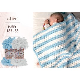 Alize Puffy 100 g Knitting Yarn, 100% Micropolyester, Loop Knitting without Needles, Loop Wool, Super Bulky, Finger Knit, Soft Yarn, Baby Blanket Yarn, (268 Stone Grey)