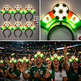 Diademas Luminosas Para Fanaticos Futbol Mundial Mexico 6pc Para Partidos, Mundial Y Fiestas Patrias Hinchas Y Fiestas