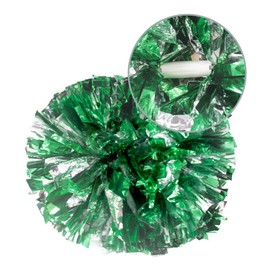 Hooshing 2 Pack Cheerleading Pom Poms Green and Silver with Baton Handle for Team Spirit Sports Dance Cheering