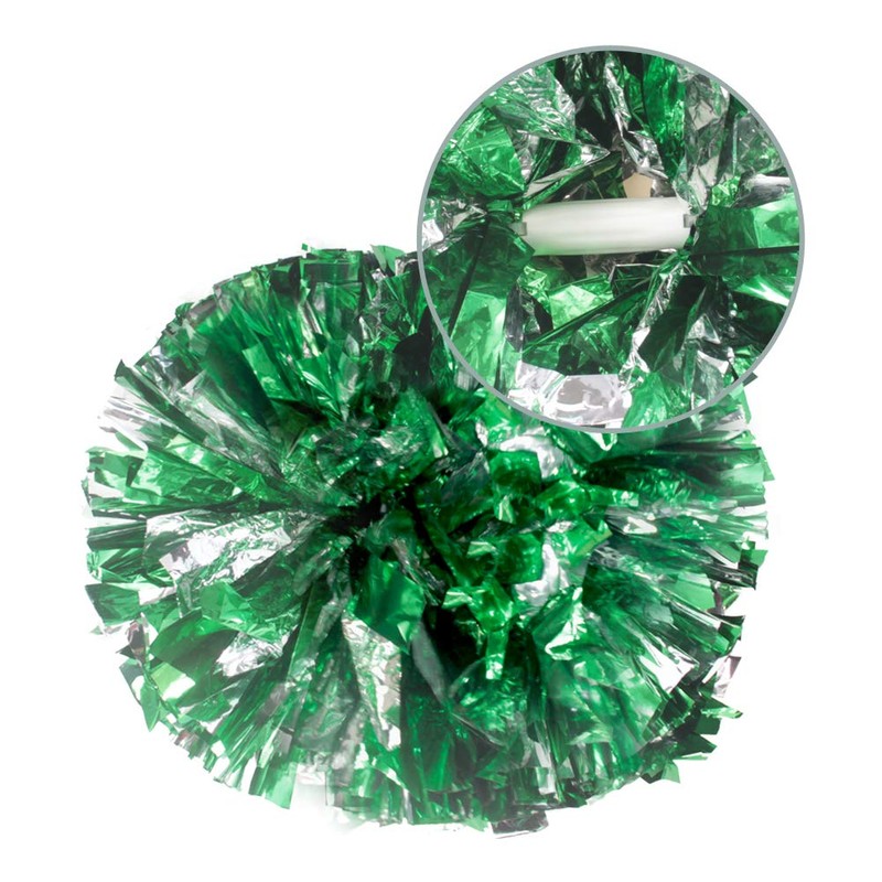 Hooshing 2 Pack Cheerleading Pom Poms Green and Silver with