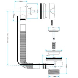 SPARES2GO Bath Waste Combination Twist Plug 40mm 1.5" Overflow Pop Up Trap (Chrome Silver)