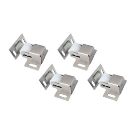 QCAA Heavy Duty Large Roller Catch Latch for Closet Doors and Cabinets, Matte Nickel, Made in Taiwan, 4 Pack
