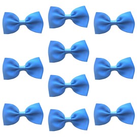Sky Blue Hair Bows Clips Slides Grips 2.7" inch Soft Ribbon Small Straight School Hairbows for Girls 10pcs