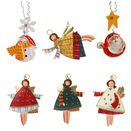 HERZONE Metal Christmas Tree Pendant Christmas Tree Pendant Christmas Angel Pendant Metal Snowman Pendant and Santa Claus Pendant Made of Resin (B)