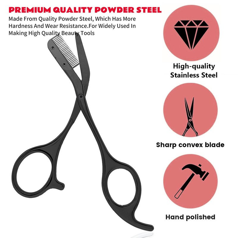 DINNAT Eyebrow Scissors with Comb, Facial Grooming Scissors Kit, Professional