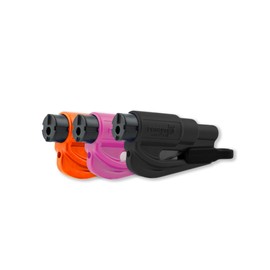 resqme The Original Emergency Keychain Car Escape Tool, 2-in-1 Seatbelt Cutter and Window Breaker, Made in USA, Family Pack of 3, Orange, Black, Pink - Compact Emergency Hammer