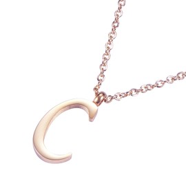 Morella Women's Stainless Steel Necklace Rose Gold with Pendant Letter C