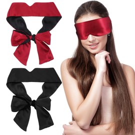 Pack of 4 Satin Blindfold Sleeping, Soft Travel Sleep Mask, Blindfolds, V-Neck, Adjustable Eye Cover, for Couples, Women, Men, Adults (150 cm × 7 cm)