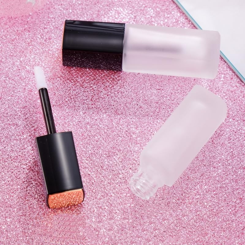 UPSTORE 3 Pcs 5ml Frosted Glass Lip Gloss Tubes Refillable
