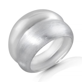Cassini Matte Double Ring 925 Sterling Silver Wide Women's Ring 3RAC, Sterling Silver