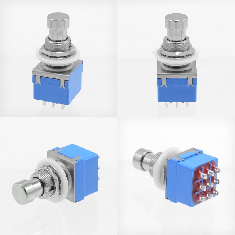 2-Pack Momentary Foot Switch, Off-(ON) 3PDT 9Pin 12mm/0.47" Heavy Duty