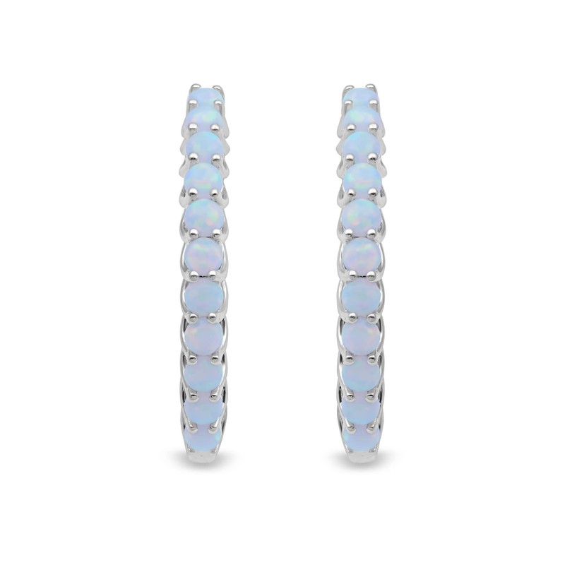 Created Opal Sterling Silver Inside Out Hoop Earrings