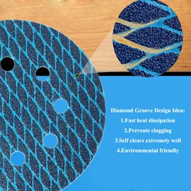 HOTCKB Sanding Discs 180 mm Velcro Sandpaper 8 Holes Round Sanding Sheets Diamond Shape Eccentric Sandpaper Blue Grit 150 Pack of 15