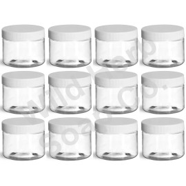 Wild Herb Soap Co. LLC 12 PET 4 oz Clear Plastic Empty Jars + Caps |Lotion Travel Container| USA Seller
