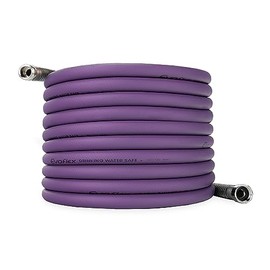 Camco EvoFlex 50-Ft Water Hose - RV Drinking Water Hose Contains No Lead, No BPA & No Phthalate - Flexible Design w/Stainless Steel Strain Relief Ends - 5/8” Inside Diameter, Purple (22586)