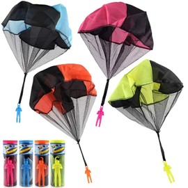 4PCS Free Throwing Parachute, Outdoor Toss It Up Flying Toys for Kids, No Assemble or Batteries Required