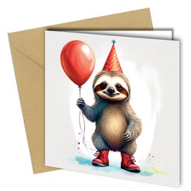 Funny Animal Greeting Cards, Birthday Party Invitations, Baby Shower Invitations, Wedding Invitations, Cute Birthday Card for Friend, Mum (#1604 Sloth)
