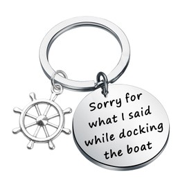 CENWA Lake Life Gift I'm Sorry For What I Said When I Was Docking The Boat Keychain Nautical Boating Gifts for Boaters, Grey, 3.0