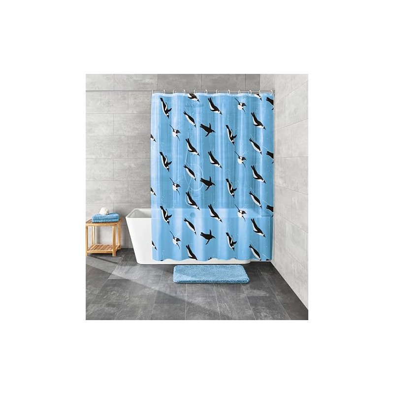 Kleine Wolke Penguin Shower Curtain 180 x 200 cm Blue