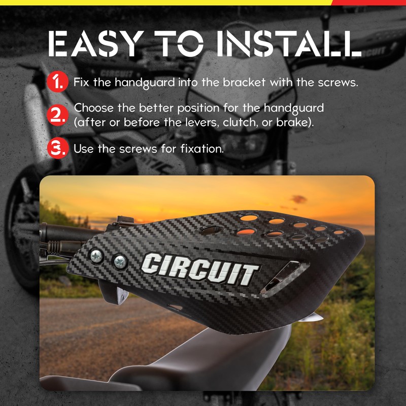 CIRCUIT EQUIPMENT Universal Motorcycle Handguards - High-strength Polymer, Ergonomic Design,