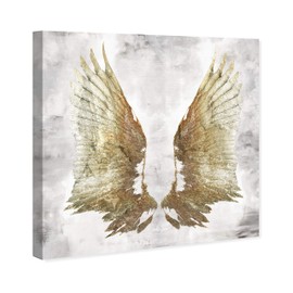 The Oliver Gal Artist Co. Fashion and Glam Wall Art Canvas Prints 'Bright Light Wings' Home Décor, 24" x 24", Gold, White