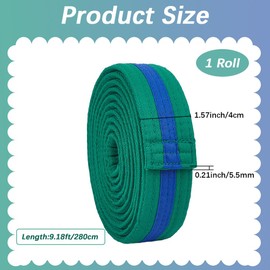 CREATCABIN Green Blue Taekwondo Belt Polyester Martial Arts Belt Judo Karate TKD Aikido Uniform Belt Ranking Long Soft Universal Fit Belts Jiu Jitsu for Adult Sports Training Equipment 9.18ft