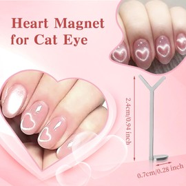5PCS Heart Magnet for Cat Eye Gel Polish, Cat Eye Magnet for Nails with Y-Shaped Guide, Suitable for DIY Manicure Kit for Home and Salon Use