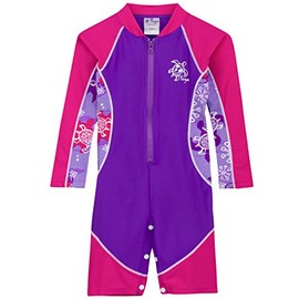 Tuga Girls High Tide L/S Swimsuit (UPF 50+), Purple Wave, 6-12 mos