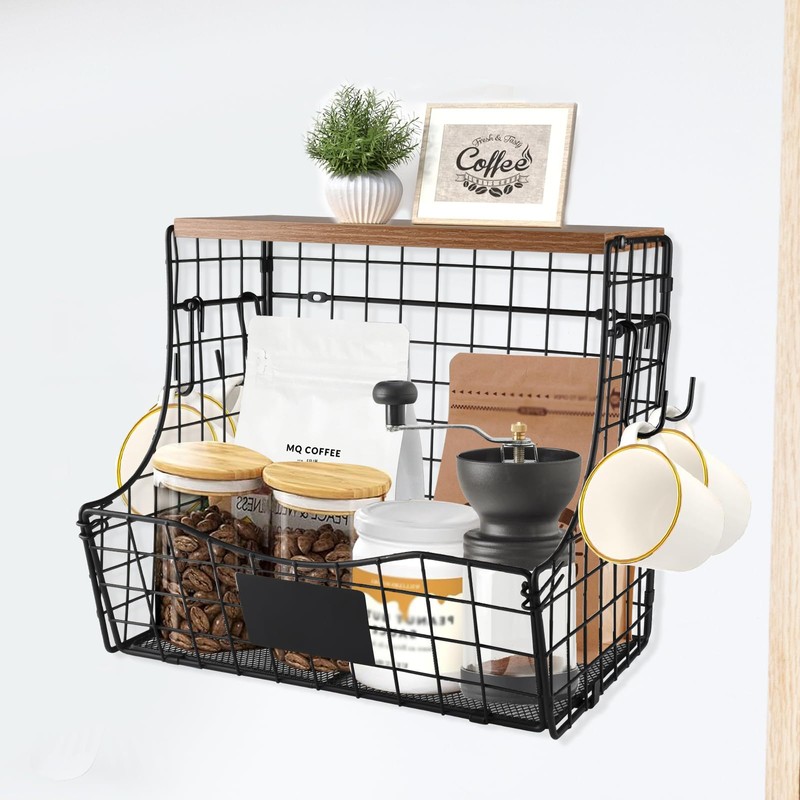 Yomjarl Coffee Bar Organizer Station,Coffee Pod Accessories Holder,Stackable Kitchen Storage