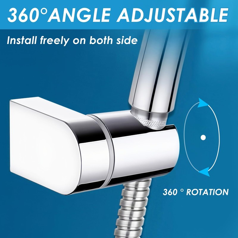 Shower Head Holder Universal 360°Adjustable Angle Chrome Plated Shower Holder