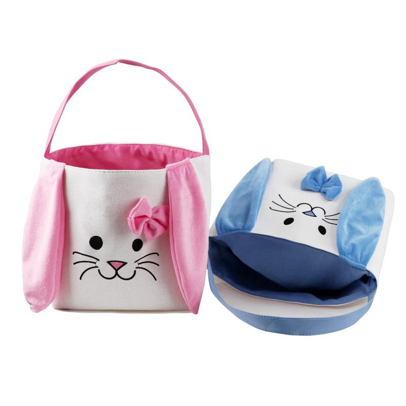 Fanunny Easter Bunny Baskets for Kids Empty Egg Hunt Bags,