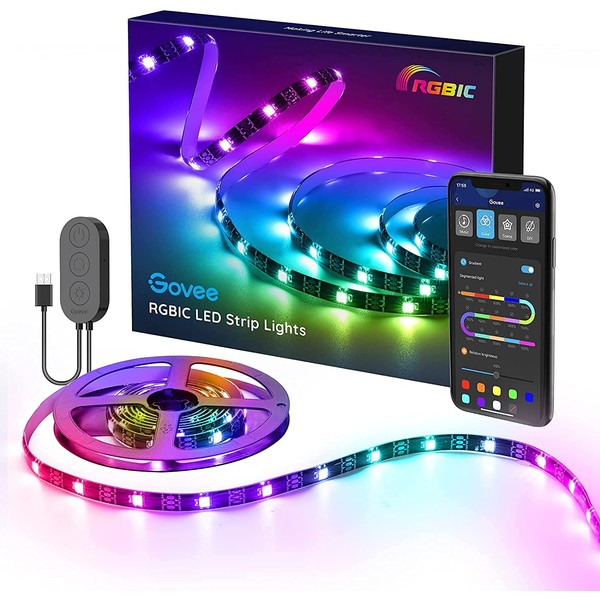 Govee RGBIC TV Light Strip, 6.56ft TV LED Backlight Strip for 30-50 inch TV, USB LED Strip with APP Control, Color Changing by Sync to Music, RGBIC LED Lights for TV PC Monitor Gaming Room