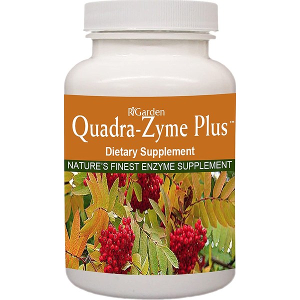 R-Garden Quadra-Zyme Plus Dietary Enzyme Nutritional Supplement - Improves Food Digestion System - 180 Capsules Supplements per Bottle