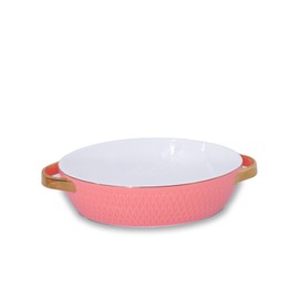Beatriz Ball CERAMIC Small Oval Baker with Gold Handles (Salmon)