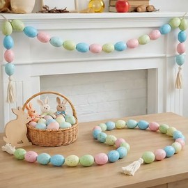Oudain Juego de 36 guirnaldas de huevos de Pascua, adorno colgante de huevos de Pascua, pancarta colorida para decoración de árbol para interiores y exteriores, hogar, pared, chimenea, escaleras