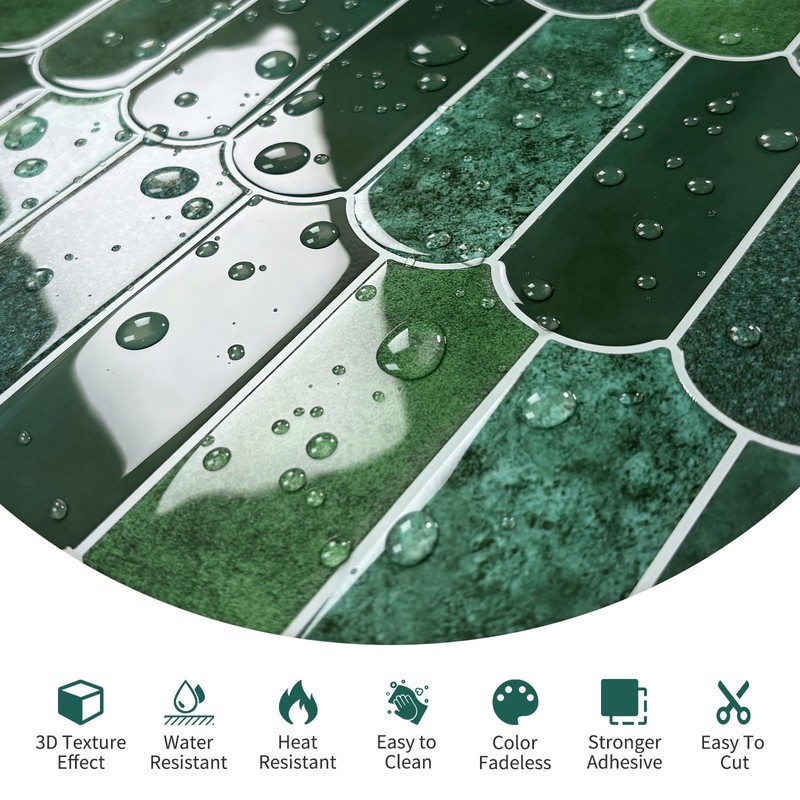 MOONFUN Peel and Stick Backsplash Tiles 10-Sheet Upgraded Thicker Design,