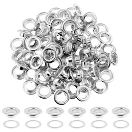 Hilitchi 200Pcs 1/2 Inch - 12mm Silver Thicken Grommet Eyelets Metal Eyelets with Washers Assortment Kit, Hole Self Backing Eyelet for Bead Cores, Clothes, Leather, Canvas