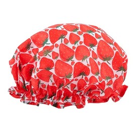 SMUG Shower Cap - Waterproof Shower Cap with Elastic Lining - Three Prints Available - Showers, Cooking, Spa Salon, Sleeping, Makeup - Shower Caps For Women UK Long Hair Short Hair - Strawberry
