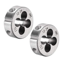 uxcell 12-24 UNC Round Die, Machine Thread Right Hand Threading Die, Alloy Tool Steel, 2pcs