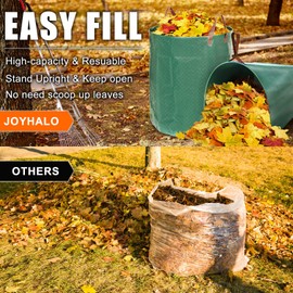 Joyhalo Reusable Yard Waste Bags Set, 3 Pack 72 Gallon Lawn And Leaf Bags with 40 Gallon Dustpan-Type Heavy Duty Garden Bag, Standable Garden Waste Container For Leaves