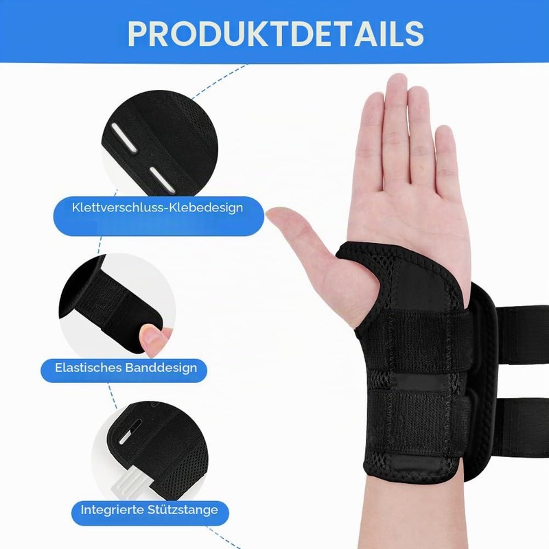 Fefod Wrist Support, Wrist Brace with Support Bar, Right Hand,