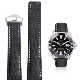 Nizonlaie Nylon Leather Watch Band Quick Release Waterproof Oxford Fiber Nylon Genuine Leather Deployant Watch Band Strap Nylon Leather Universal Replacement Bracelet Strap 20mm 22mm for Men Women