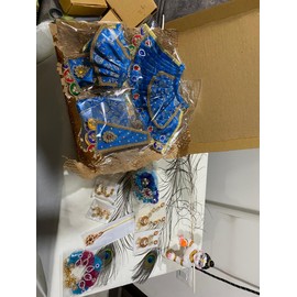 Designer Radha Krishna Dress & Accessories Set Poshak - Premium Handmade Designer Outfit with Seven Accessories for Jugal Jodi | Divine Elegance for Your Gopi & Gopinath Idol Size 9 Inches