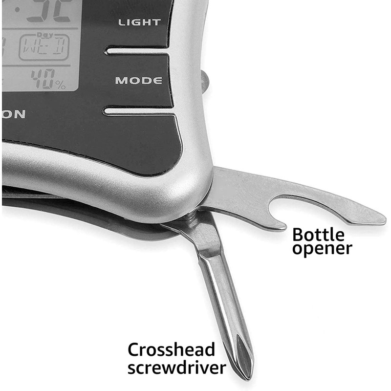 TechAffect Multi Tool Keyring Carabiner Watch Travelling Alarm Clock -Digital