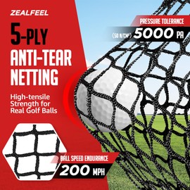 ZEALFEEL Golf Net, 10x7ft Practice Net with Chipping Net, Foldable Mat, Silk Target, 8 Tees, 6 Balls, Carry Bag, Golf Hiting Nets for Backyard Driving Chipping Indoor Outdoor Use