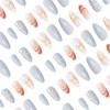 24PCS Ocean Theme Press On Nails - 3D Blue White