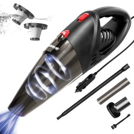 Aspiradora de coche de 12V106W, aspiradora manual portátil de alta potencia con cable de 16 pies, accesorios, filtros y bolsa de almacenamiento,